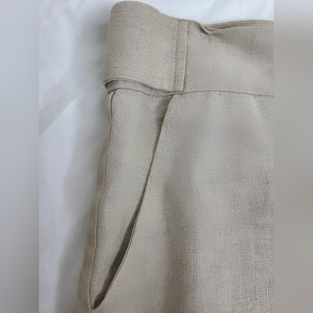 Campaigne Size 6 Stylish Tan Shorts In Linen Textured Fabric - Picture 5 of 11